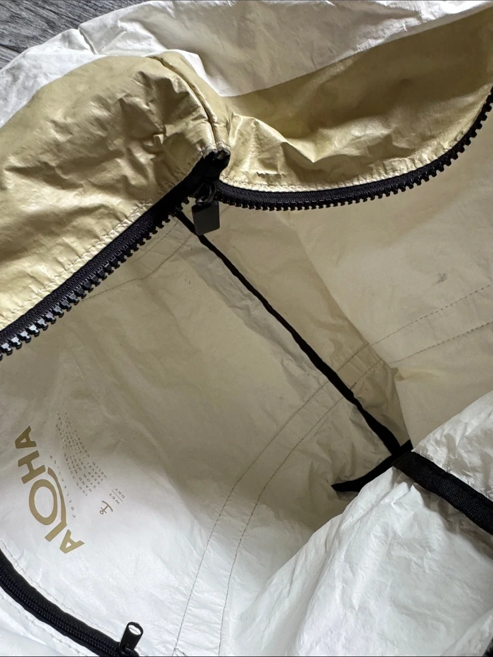 ALOHA Olive & White Striped Tote with Black Handles